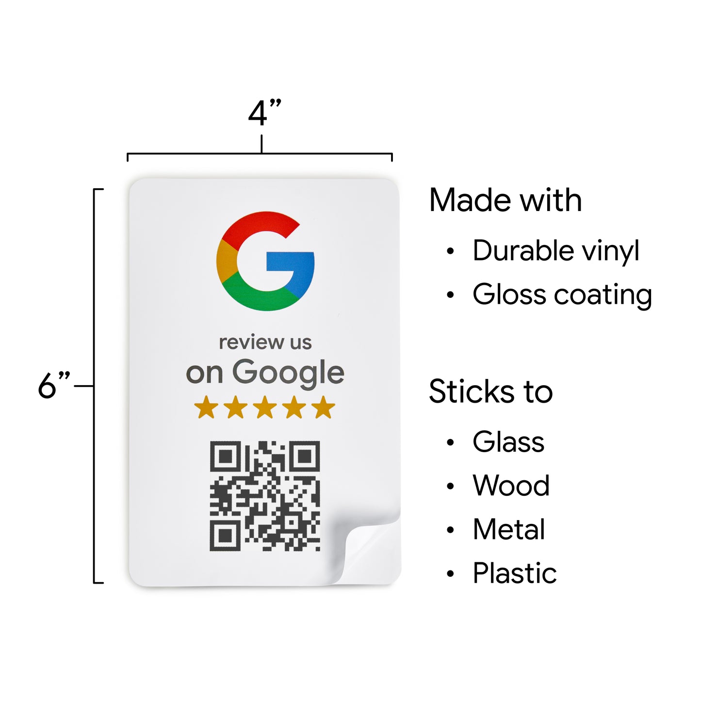 Google Review Sticker - QR Code Sign for Small Business, Get More Customer Reviews, Must Have for All Businesses